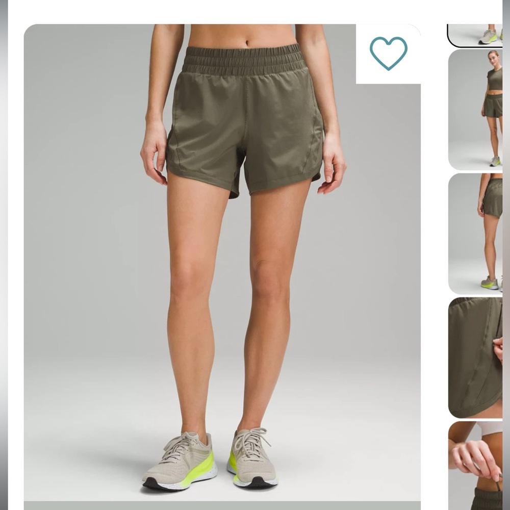 Lululemon Mid-Rise Track That Short 5” Inseam Army Green